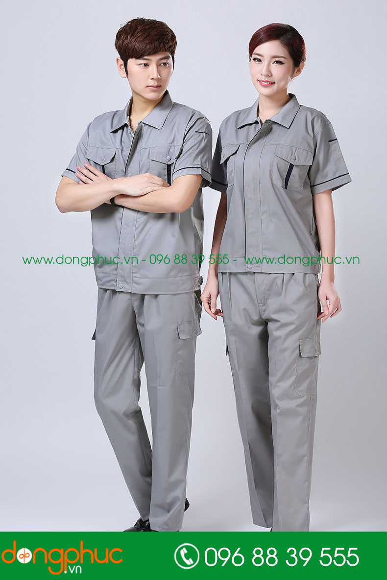 Mẫu bảo hộ màu ghi cộc tay